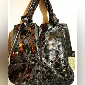 Vintage reign black & sparkling snake print handbag